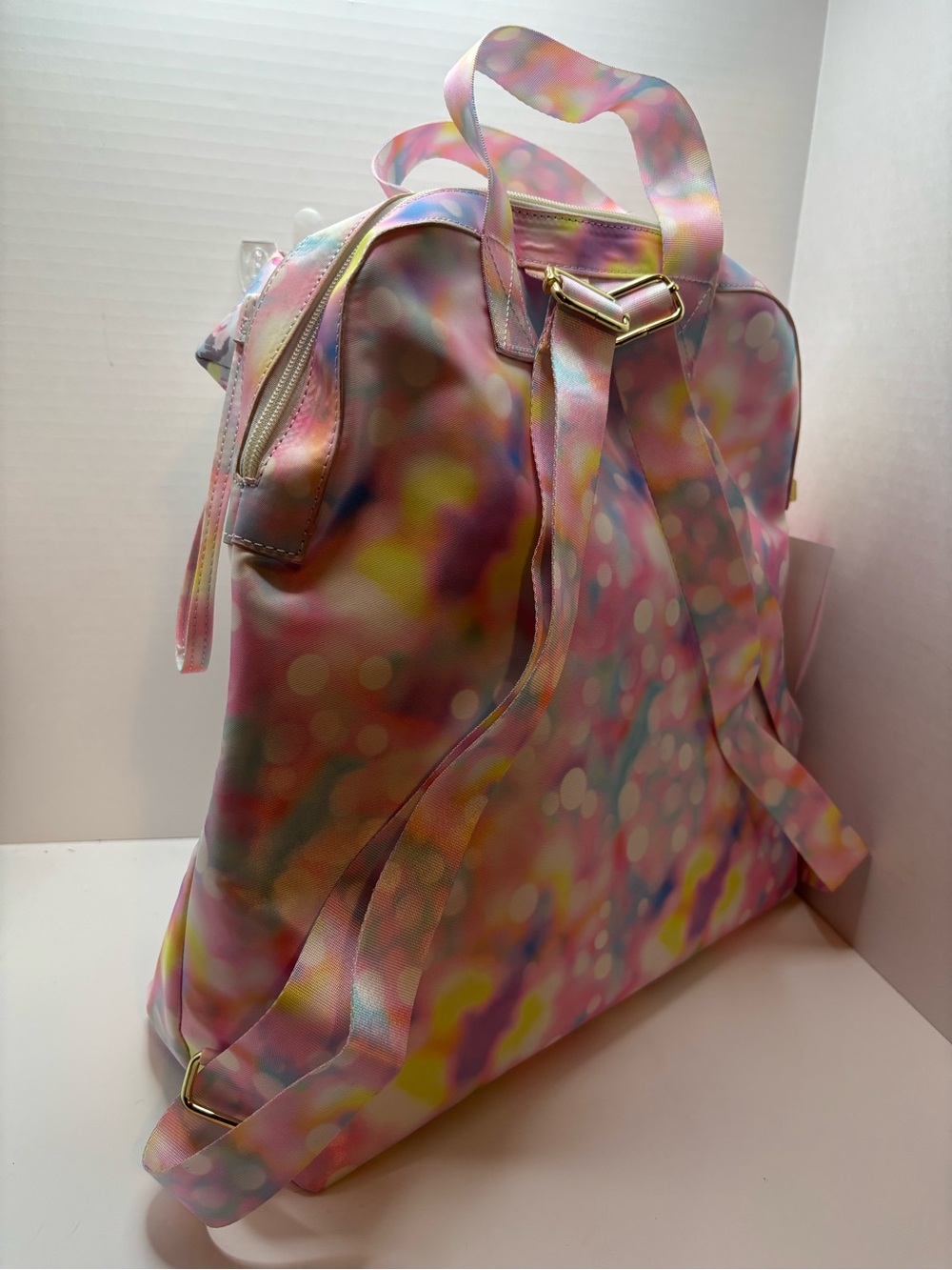 Betsey Johnson Pastel Watercolors polkadots Backpack w pencil case - Picture 4 of 4